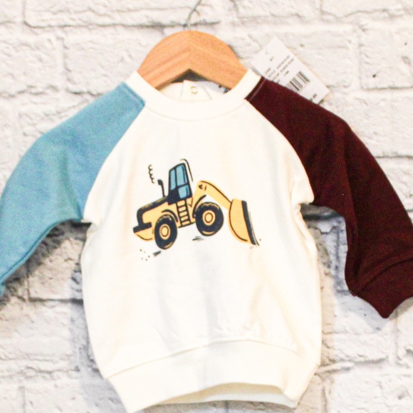 NEW! 3-6M Color Block Modern Tractor Sweatshirt - Picture 1 of 7